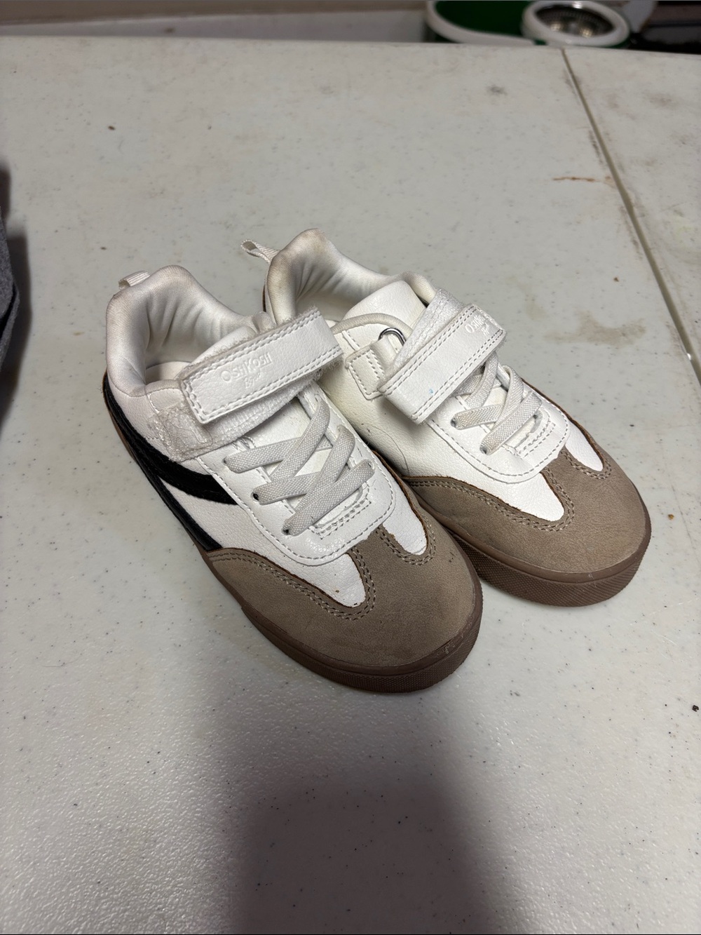 OshKosh B'gosh White, Tan & Black Kids Sneakers